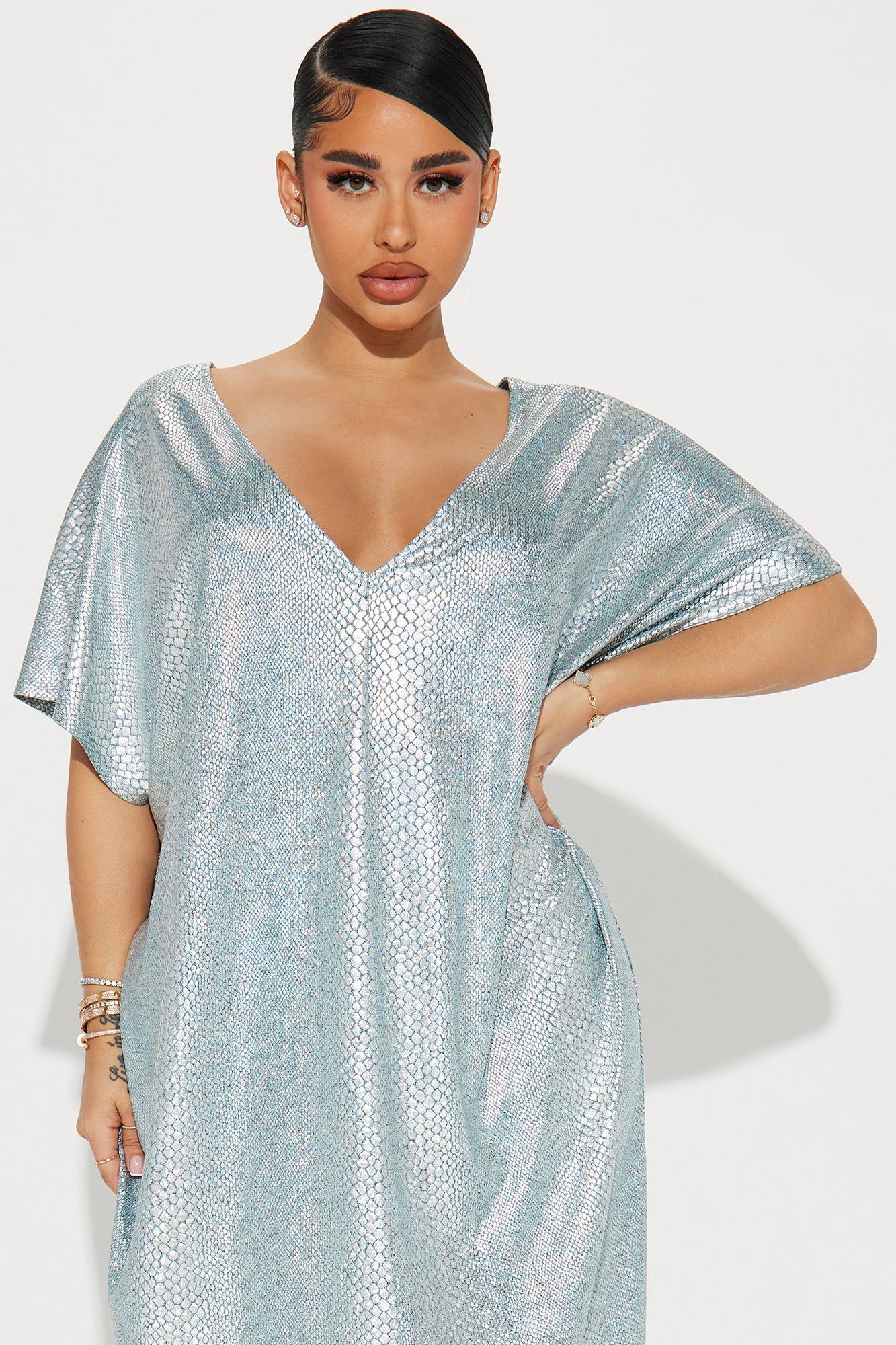 Mermaid Dreams Kaftan Maxi Dress - Aqua sold by Fashion Nova product image thumbnail 2