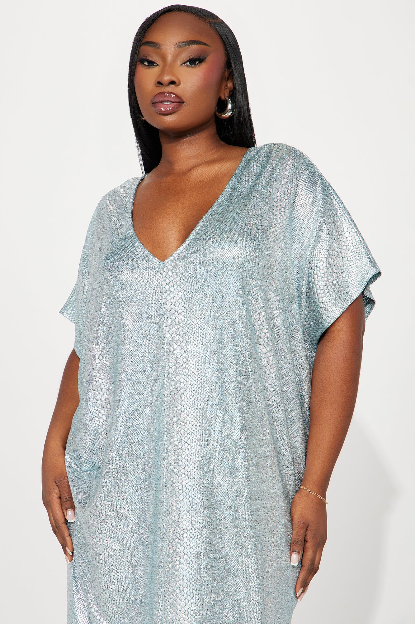 Mermaid Dreams Kaftan Maxi Dress - Aqua sold by Fashion Nova product image thumbnail 5