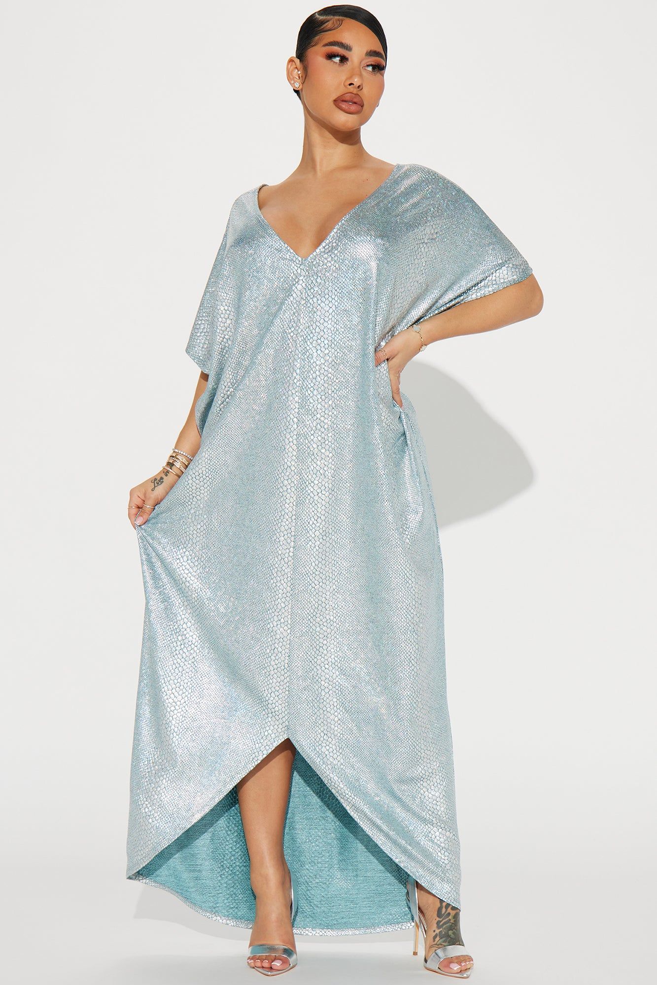 Mermaid Dreams Kaftan Maxi Dress - Aqua sold by Fashion Nova