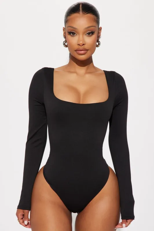 Raissa Long Sleeve Bodysuit - Black sold by Fashion Nova