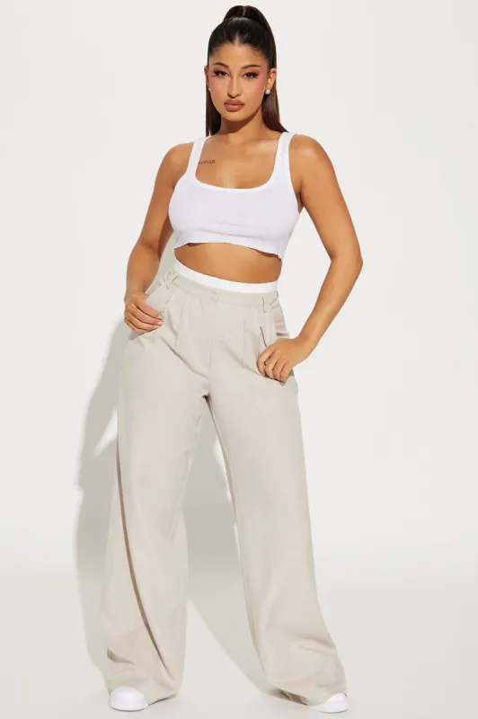 Watch Me Go Trouser - Taupe/combo sold by Fashion Nova