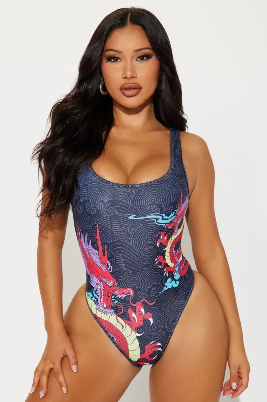 Flying High Dragon 1 Piece Swimsuit - Black/combo sold by Fashion Nova