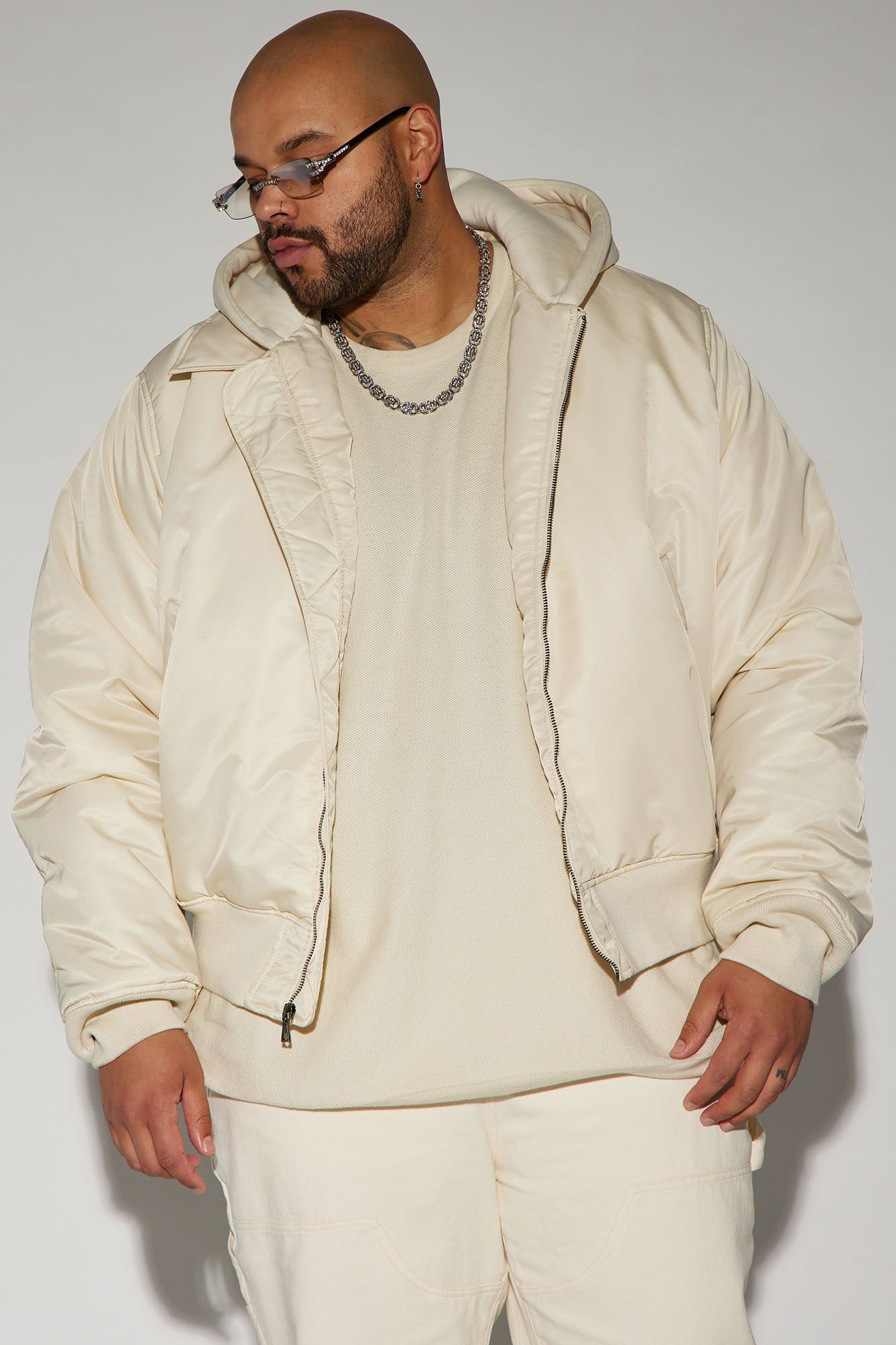Can't Replace Nylon Hooded Bomber Jacket - Off White sold by Fashion Nova product image thumbnail 4
