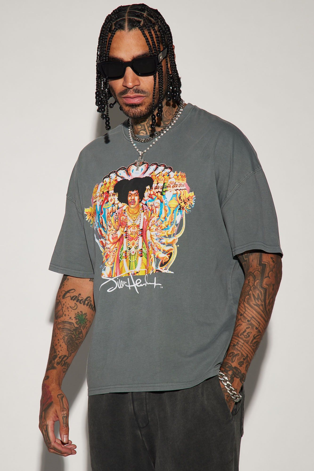 Jimi Hendrix Oversized Short Sleeve Tee - Black sold by Fashion Nova