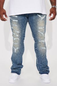 Keep It Going Stacked Skinny Flare Jeans - Dark Wash sold by Fashion Nova