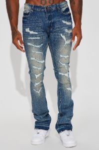 Keep It Going Stacked Skinny Flare Jeans - Dark Wash sold by Fashion Nova