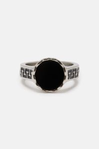 Onyx Textured Signet Ring - Silver sold by Fashion Nova
