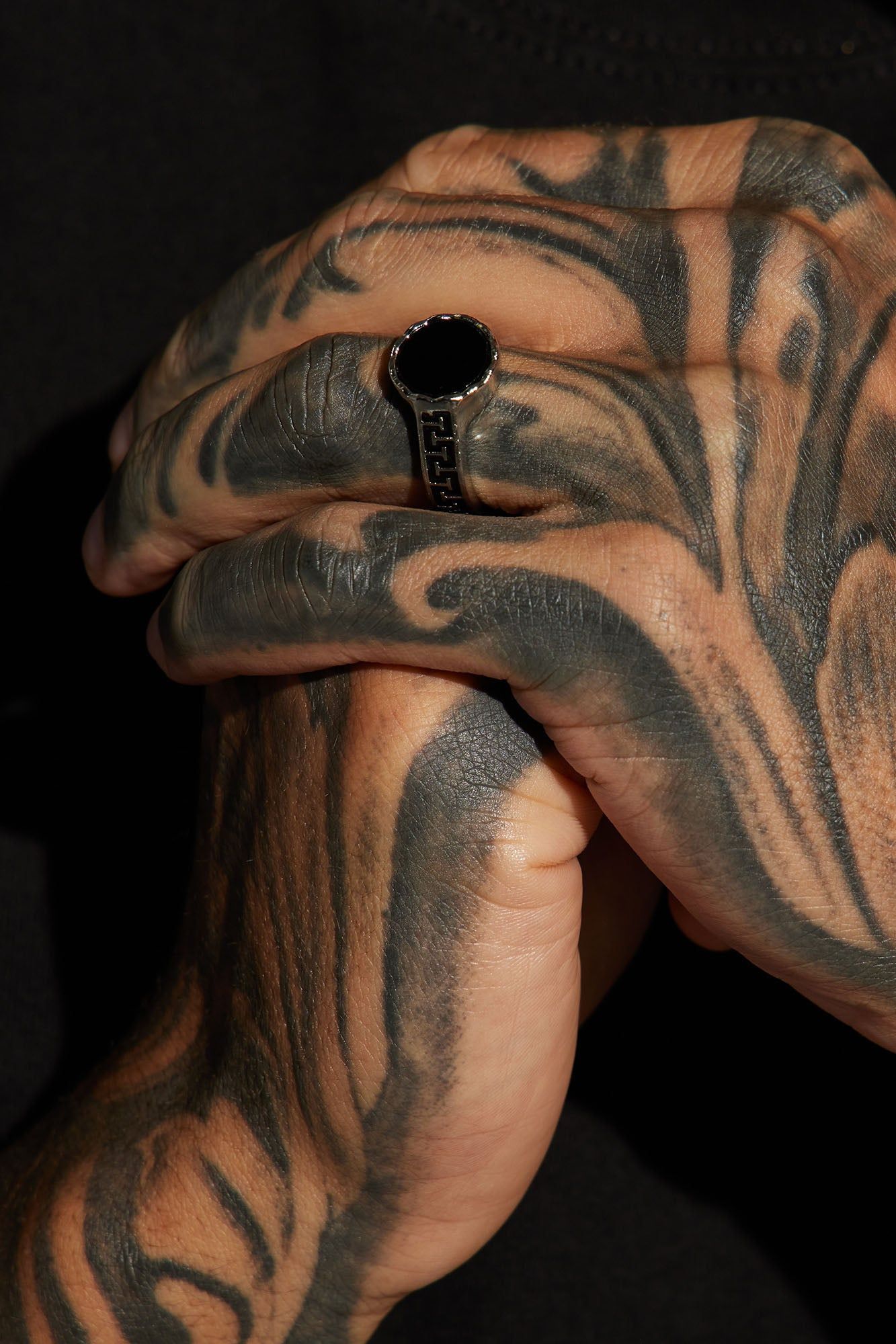 Onyx Textured Signet Ring - Silver sold by Fashion Nova