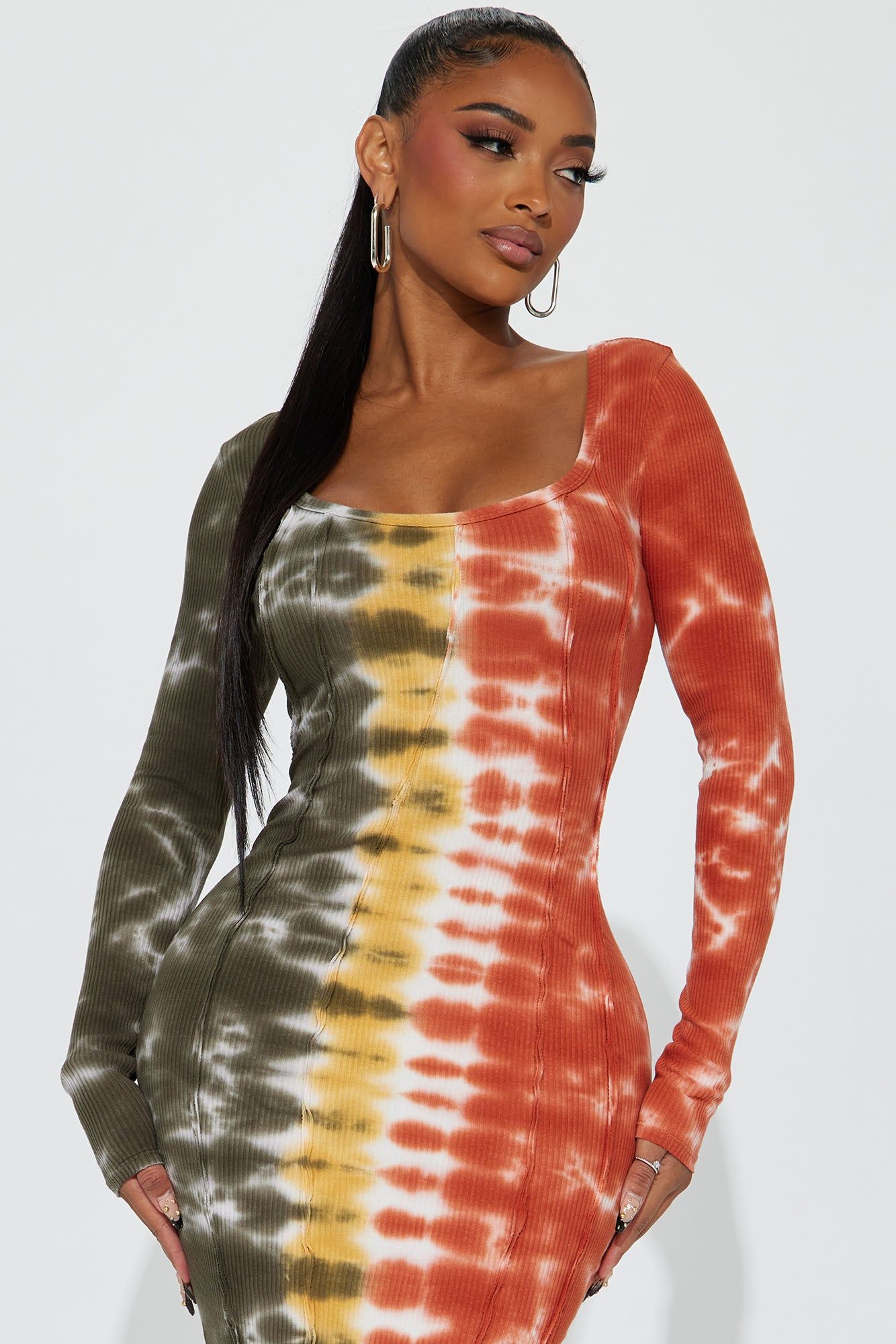 Eden Tie-Dye Ribbed Midi Dress - Rust/combo sold by Fashion Nova product image thumbnail 2