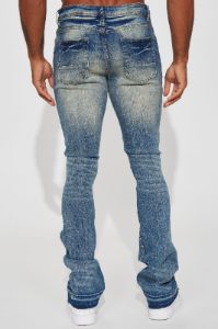 Keep It Going Stacked Skinny Flare Jeans - Dark Wash sold by Fashion Nova