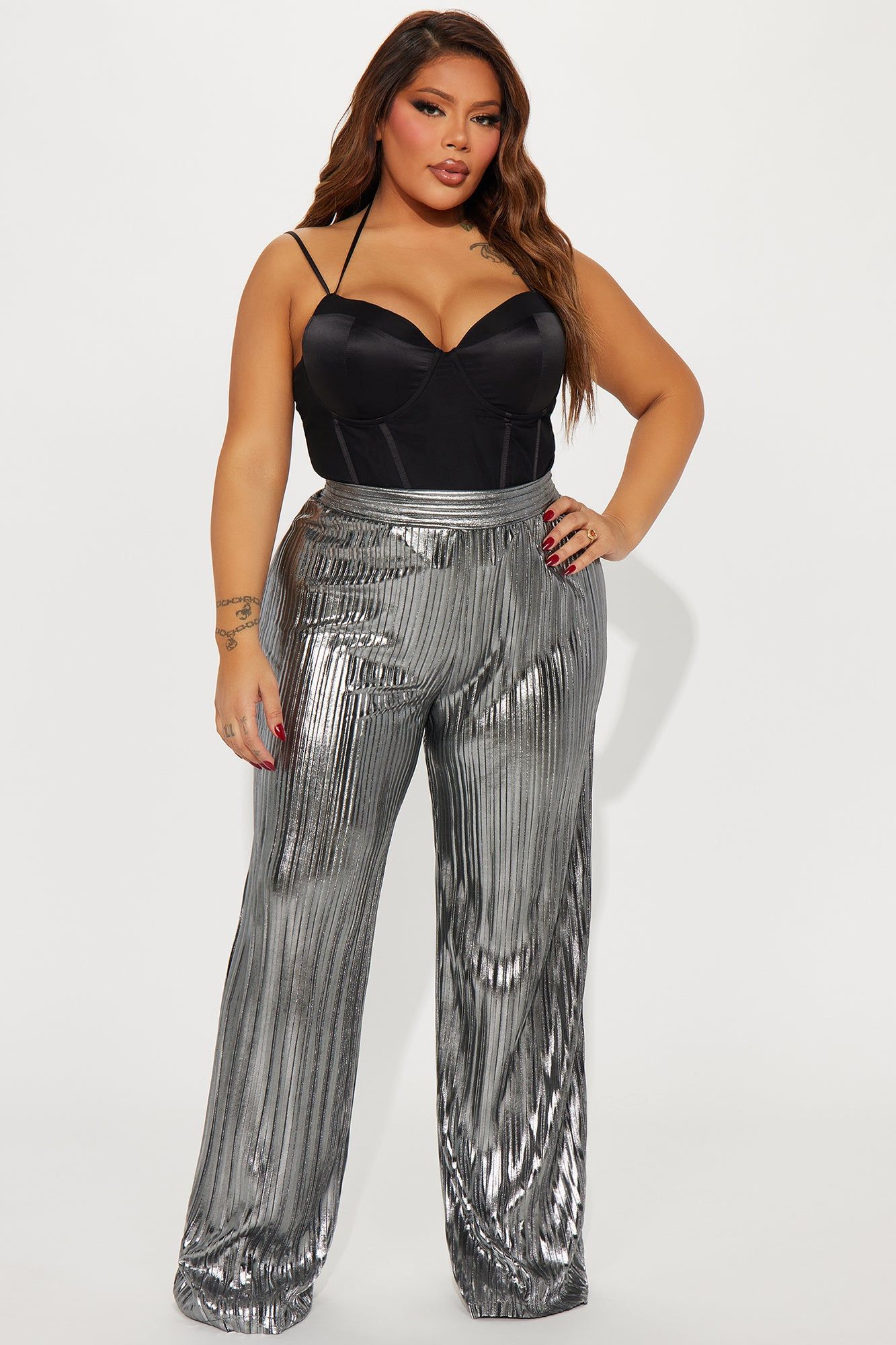 Party Up Metallic Plisse Pant - Silver sold by Fashion Nova product image thumbnail 4
