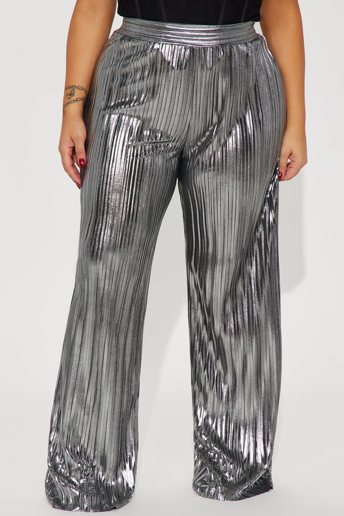Party Up Metallic Plisse Pant - Silver sold by Fashion Nova product image thumbnail 5