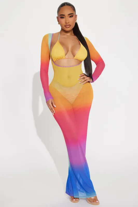 Summers In Tulum Mesh 3 Piece Sunsuit Set - Purple/combo sold by Fashion Nova