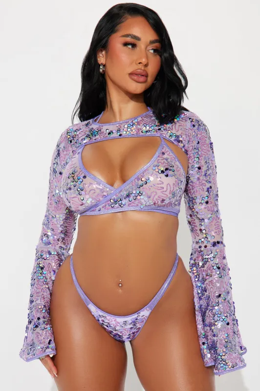 Dancing Under The Lights Sequins Shrug Top - Lavender sold by Fashion Nova