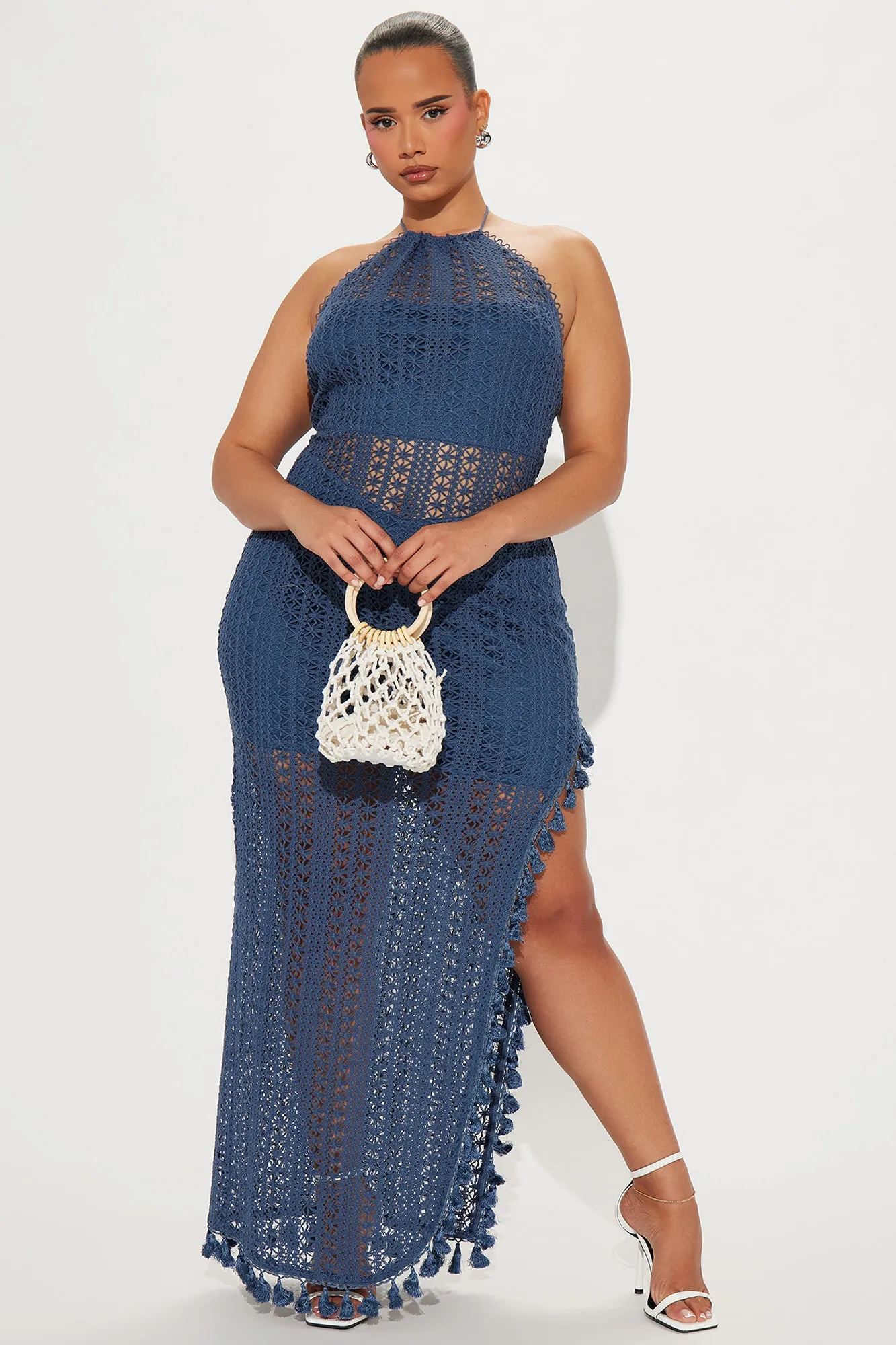 Havanna Crochet Maxi Dress - Navy sold by Fashion Nova product image thumbnail 4