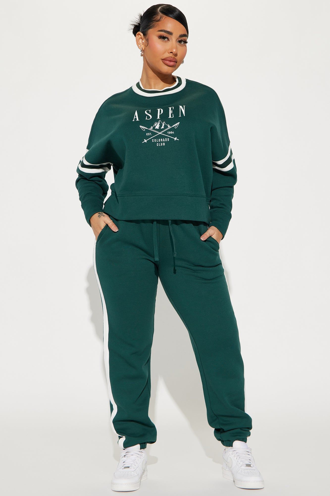 Aspen Sweatsuit - Hunter sold by Fashion Nova