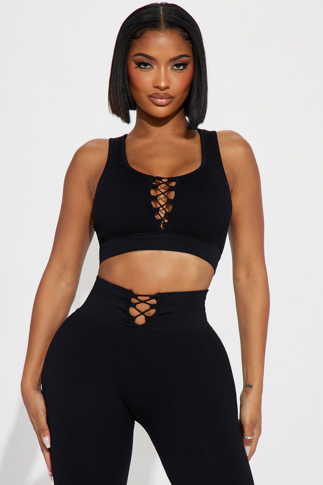 Never Looking Back Ribbed Active Set - Black sold by Fashion Nova product image thumbnail 2