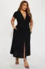 Elise Button Up Midi Dress - Black sold by Fashion Nova