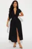Elise Button Up Midi Dress - Black sold by Fashion Nova