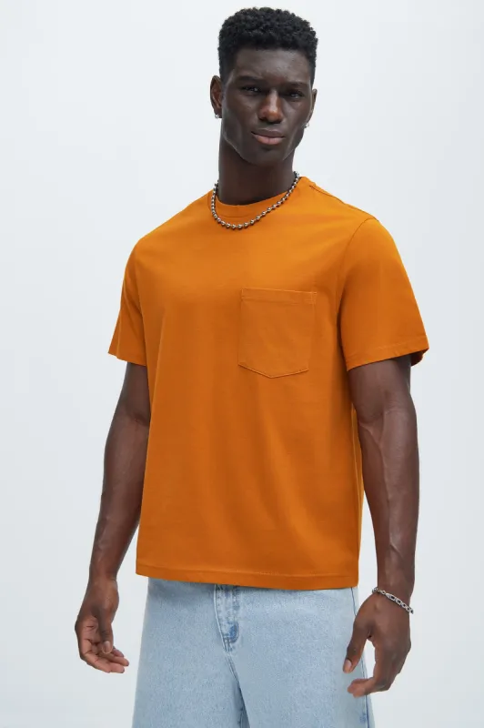Essential Pocket Crew Tee - Rust sold by Fashion Nova