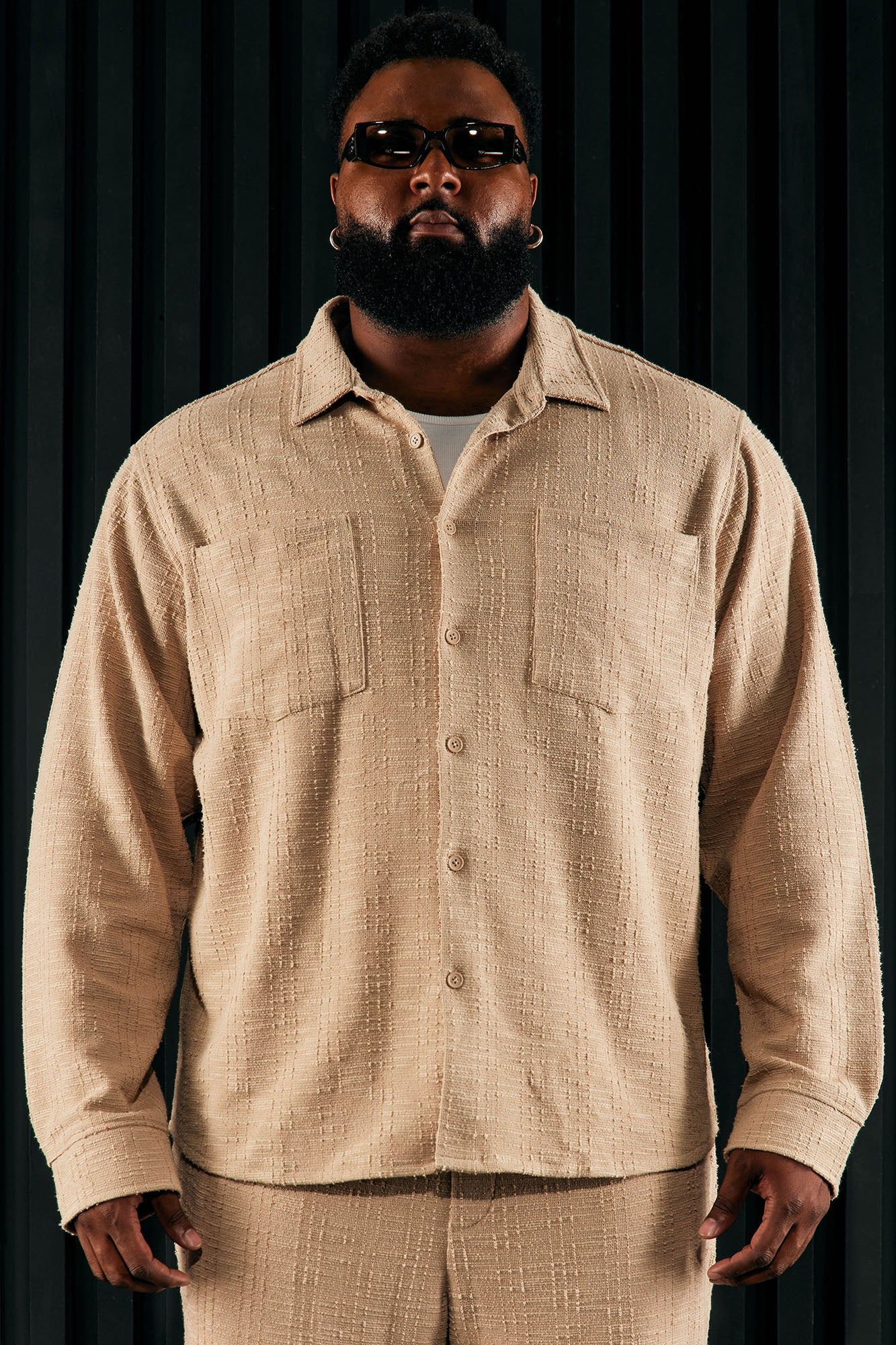 Jordan Textured Long Sleeve Button Up Shirt - Tan sold by Fashion Nova product image thumbnail 8