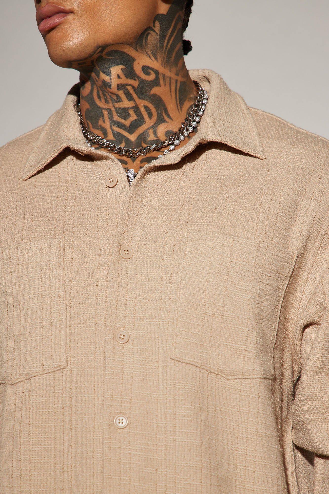 Jordan Textured Long Sleeve Button Up Shirt - Tan sold by Fashion Nova product image thumbnail 6