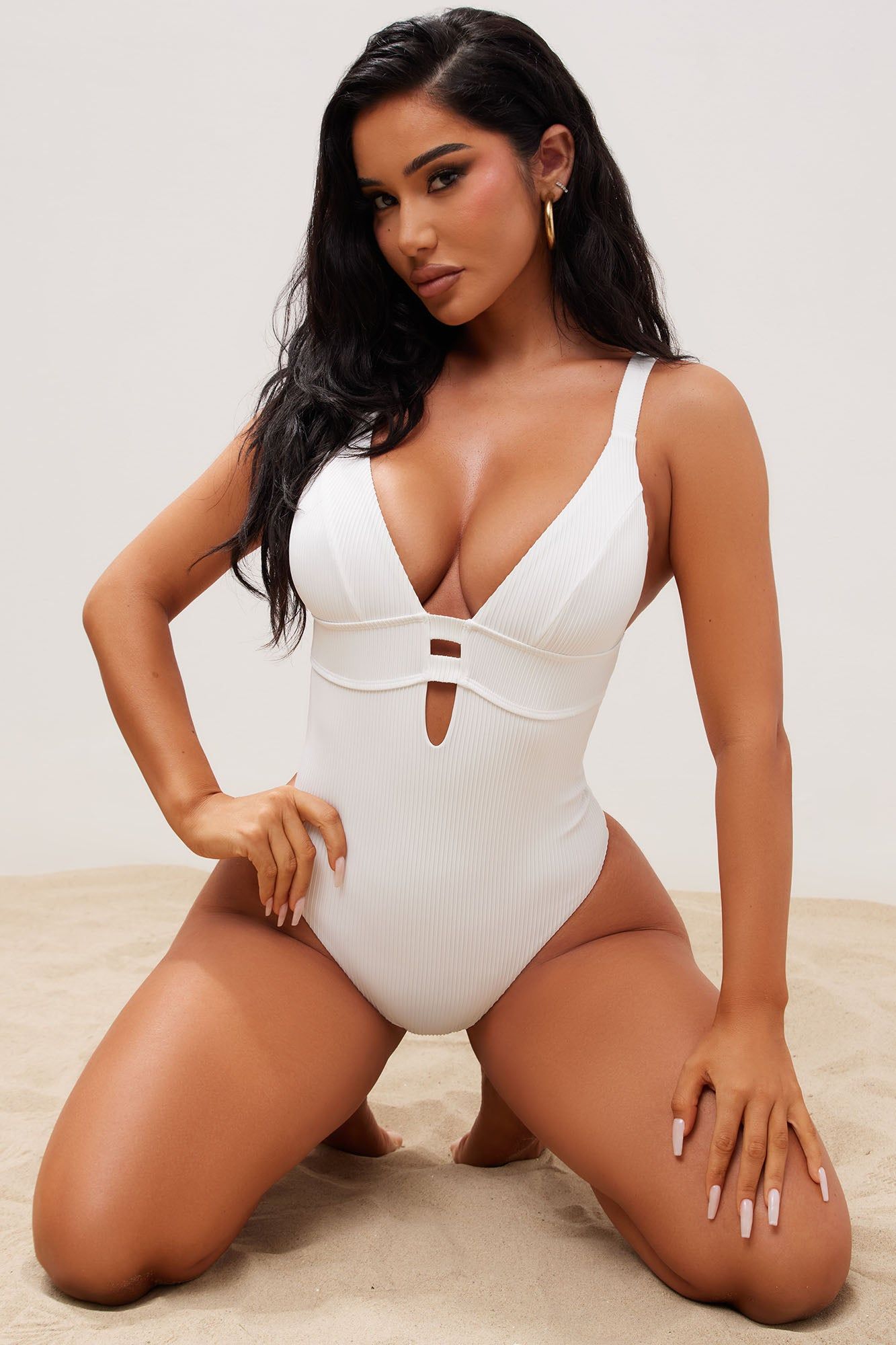 Sandy Moment One Piece Swimsuit - White sold by Fashion Nova