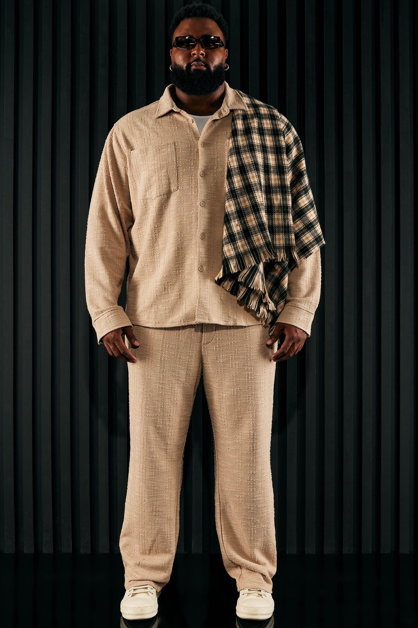 Jordan Textured Long Sleeve Button Up Shirt - Tan sold by Fashion Nova product image thumbnail 9