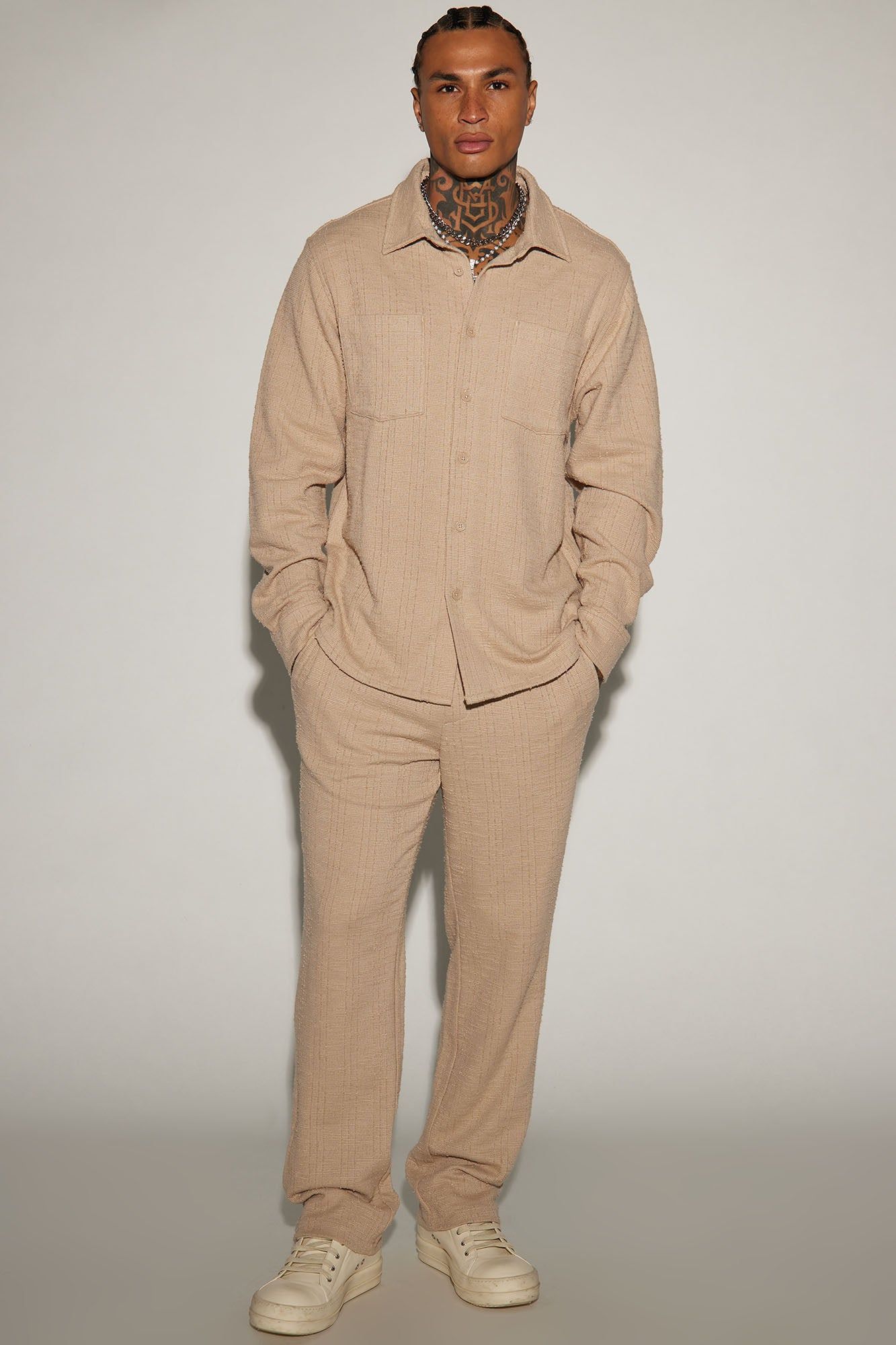 Jordan Textured Long Sleeve Button Up Shirt - Tan sold by Fashion Nova product image thumbnail 5