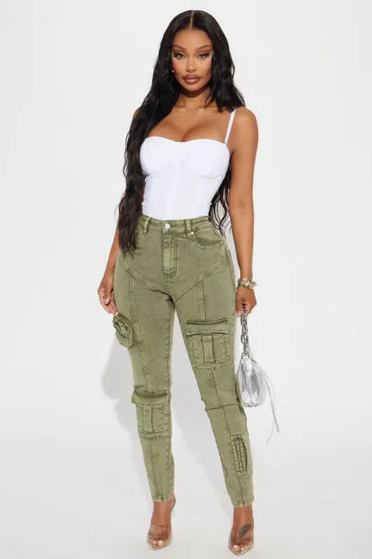 Uncompromised Love Washed Skinny Pant - Olive sold by Fashion Nova