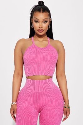 Break A Sweat Washed Seamless Sports Bra - Fuchsia sold by Fashion Nova