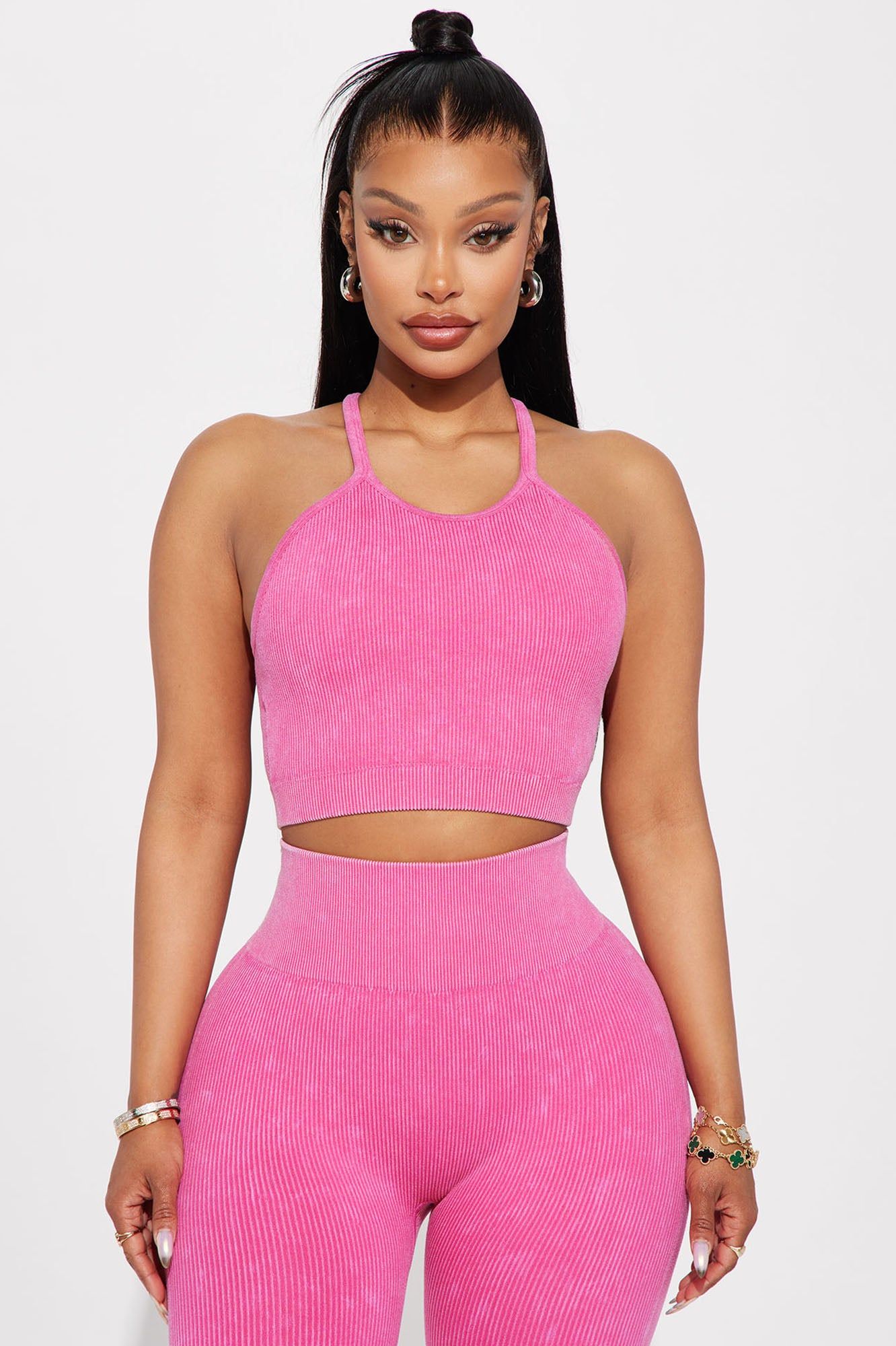Break A Sweat Washed Seamless Sports Bra - Fuchsia sold by Fashion Nova