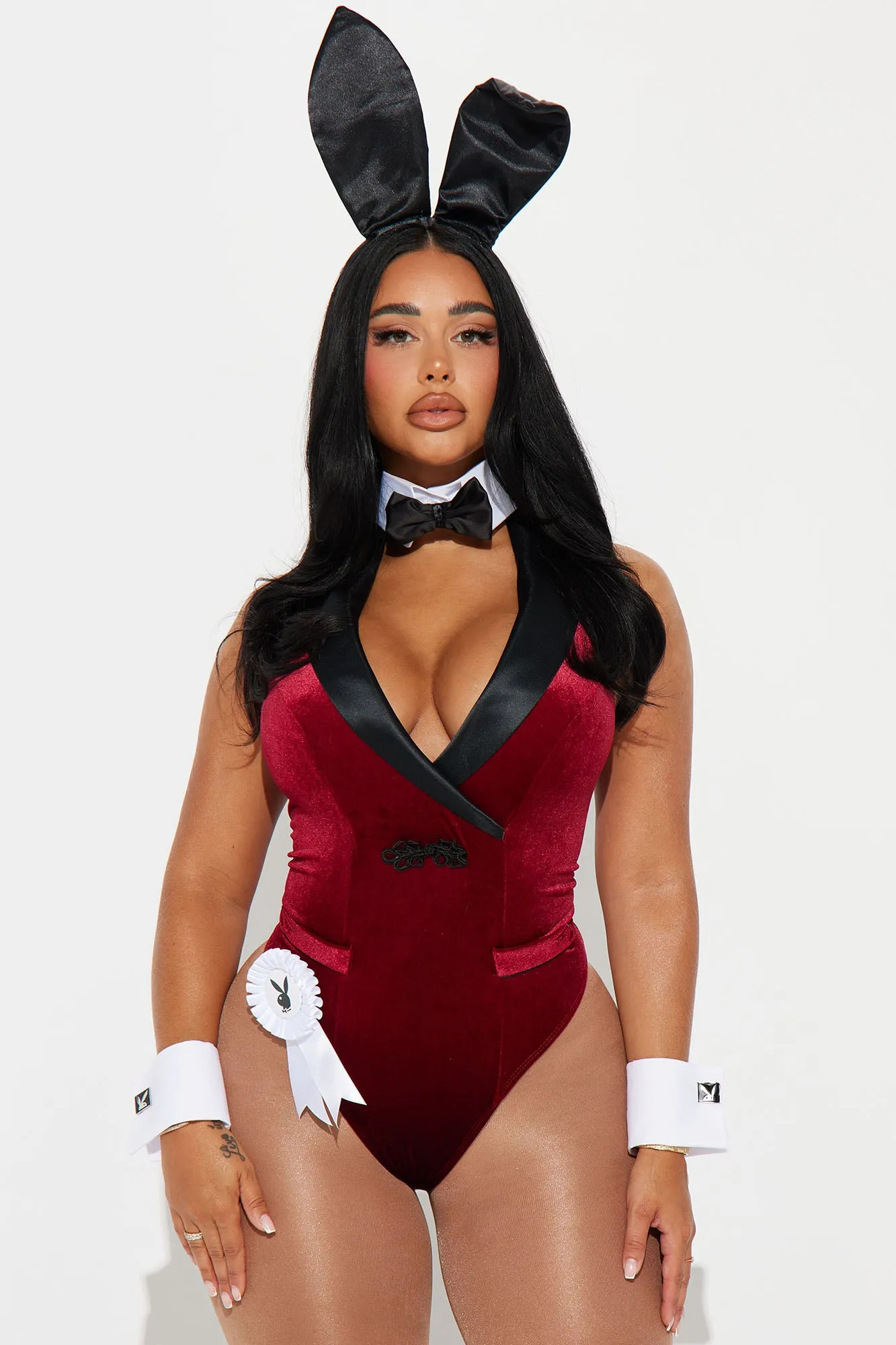 Playboy Hef Bunny 6 Piece Costume Set - Burgundy/combo sold by Fashion Nova product image thumbnail 2