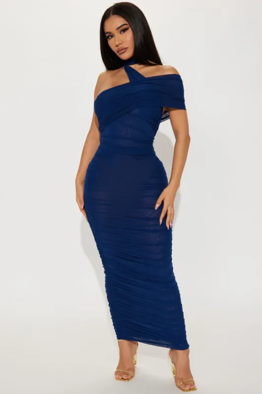 Mara Mesh Midi Dress - Navy sold by Fashion Nova
