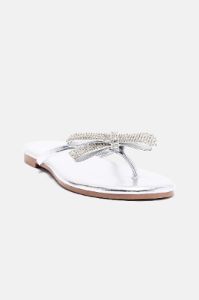 Belle Embellished Flip Flops - Silver sold by Fashion Nova
