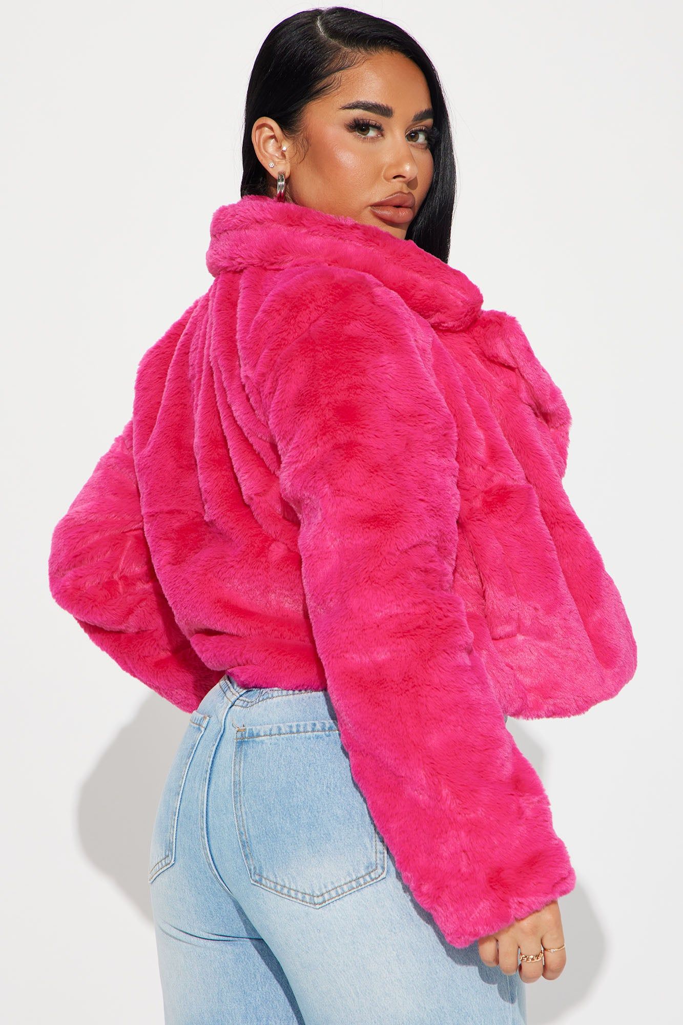 Warm By The Fireside Faux Fur Jacket - Fuchsia sold by Fashion Nova product image thumbnail 3