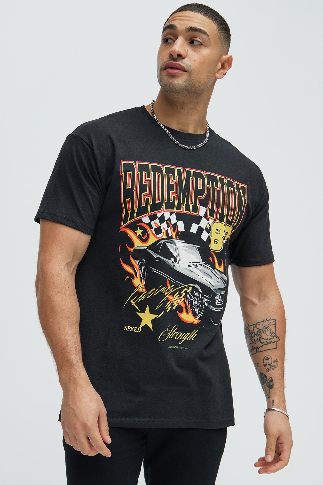 Redemption Racing Short Sleeve Tee - Black sold by Fashion Nova