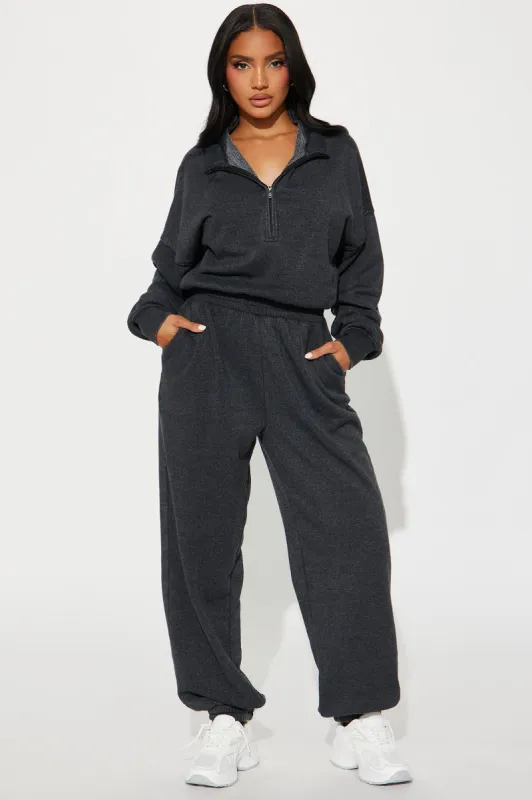 Build You Up French Terry Jumpsuit - Black sold by Fashion Nova