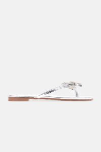 Belle Embellished Flip Flops - Silver sold by Fashion Nova