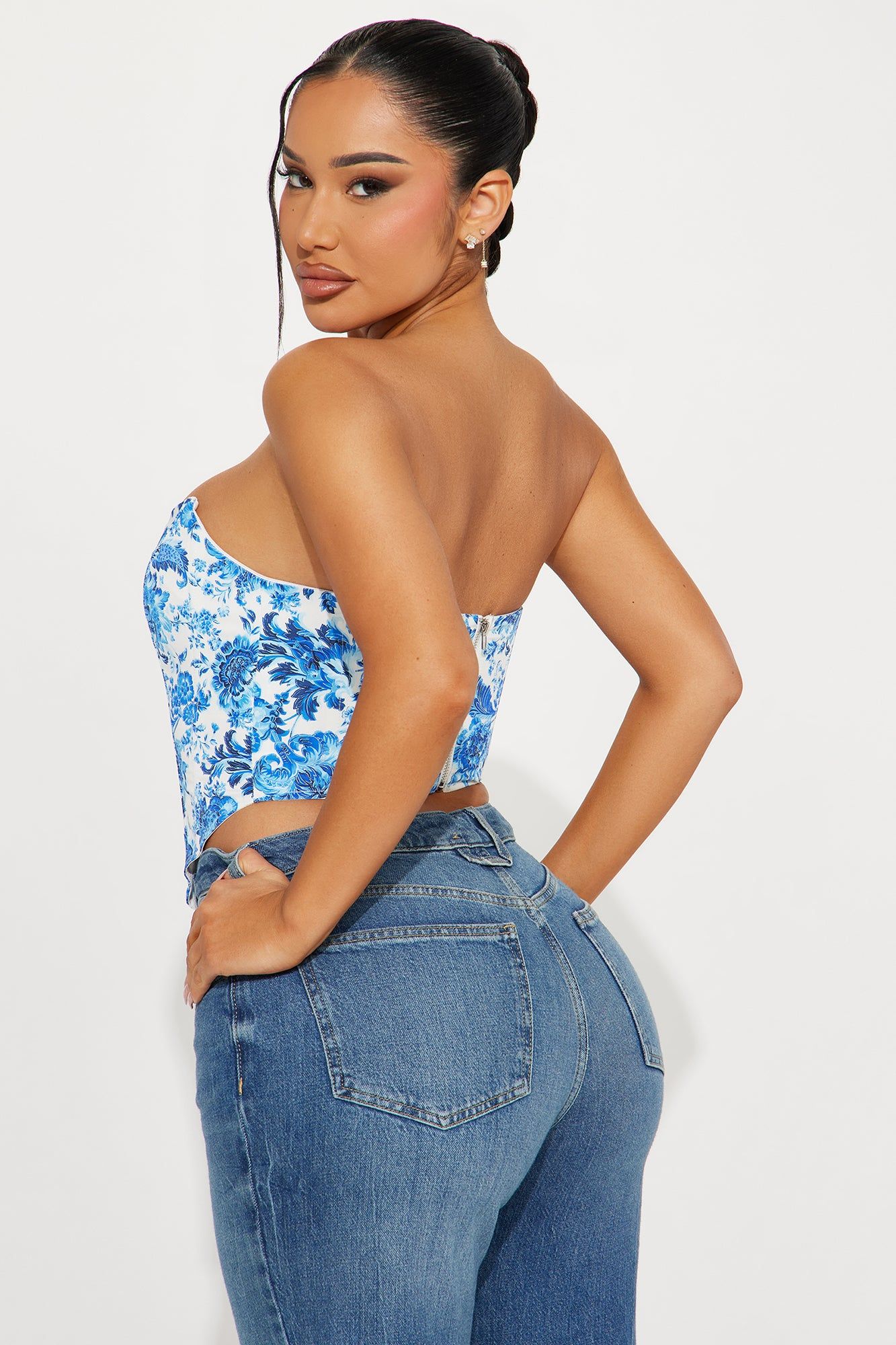 All My Life Floral Corset Top - Blue/combo sold by Fashion Nova product image thumbnail 3