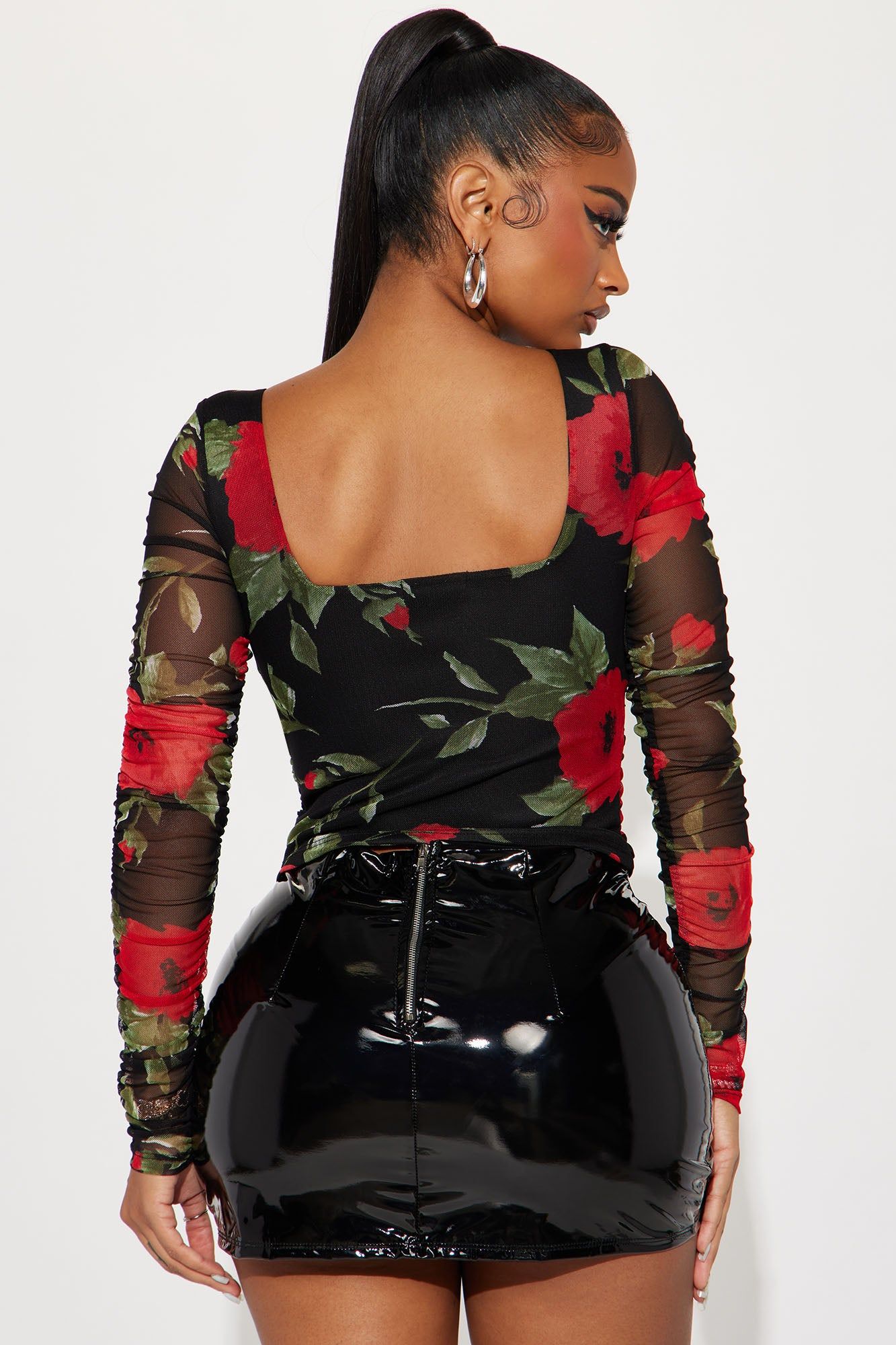 Adore You Mesh Top - Red/combo sold by Fashion Nova product image thumbnail 3