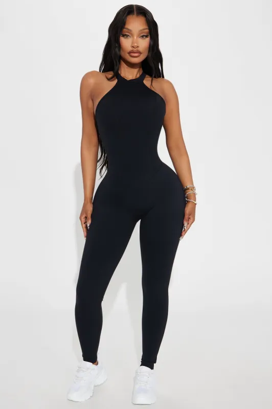 Be Flexible Active Jumpsuit - Black sold by Fashion Nova
