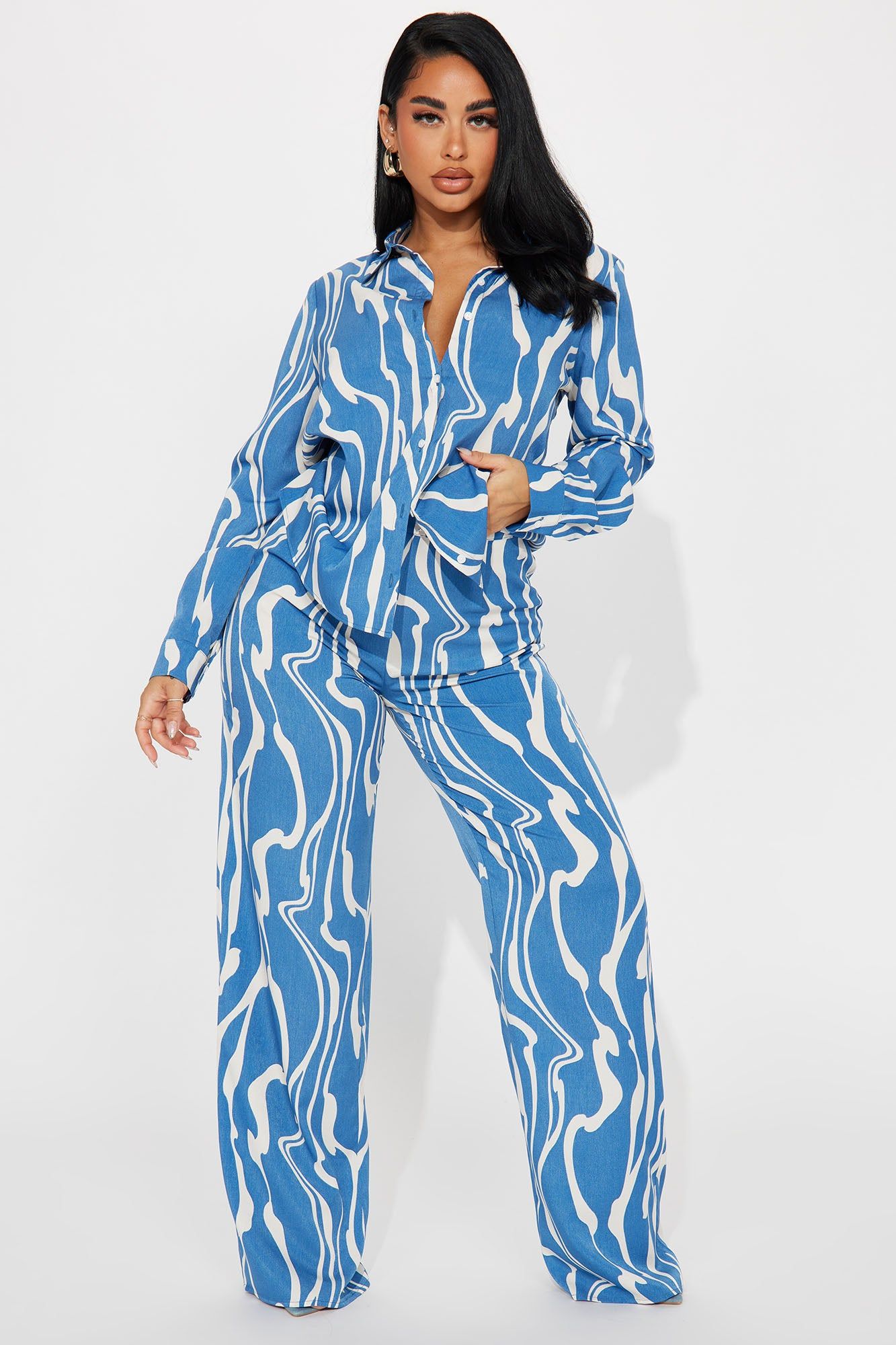 Valentina Pant Set - Blue/combo sold by Fashion Nova