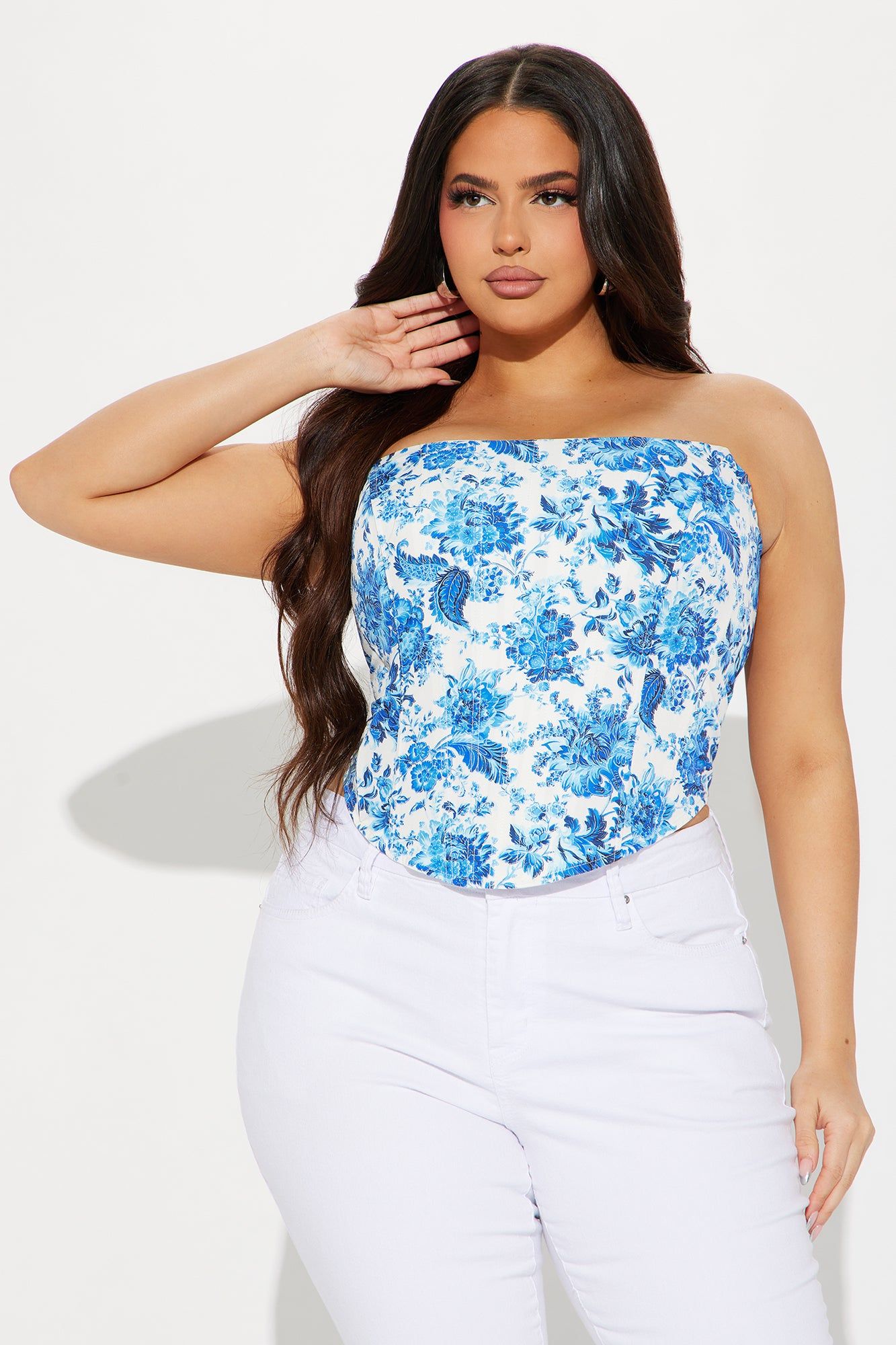 All My Life Floral Corset Top - Blue/combo sold by Fashion Nova product image thumbnail 4