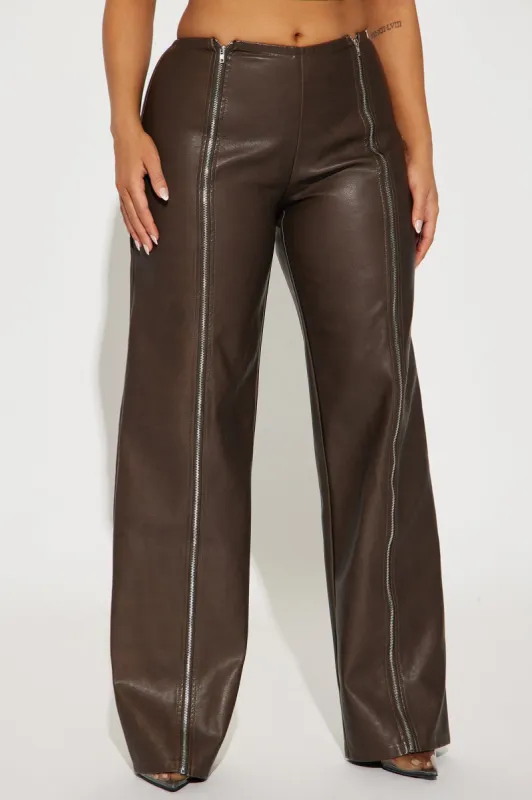 Trinity Faux Leather Pant - Chocolate sold by Fashion Nova
