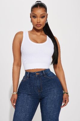 Celeste Ribbed Seamless Tank - White sold by Fashion Nova