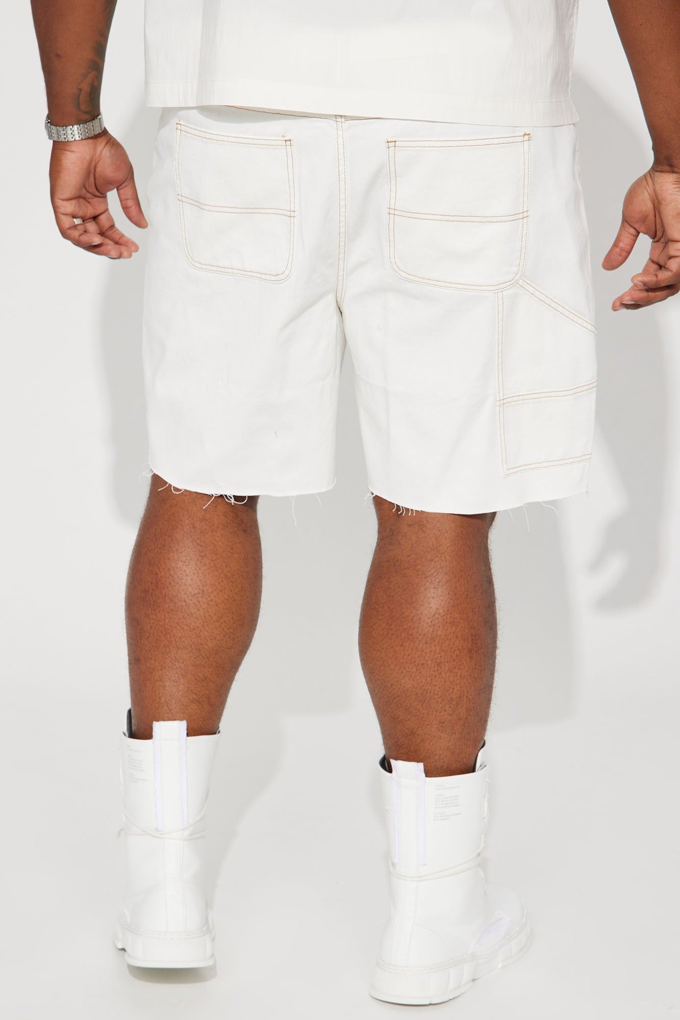 Contrast Stitched Denim Shorts - White sold by Fashion Nova product image thumbnail 8