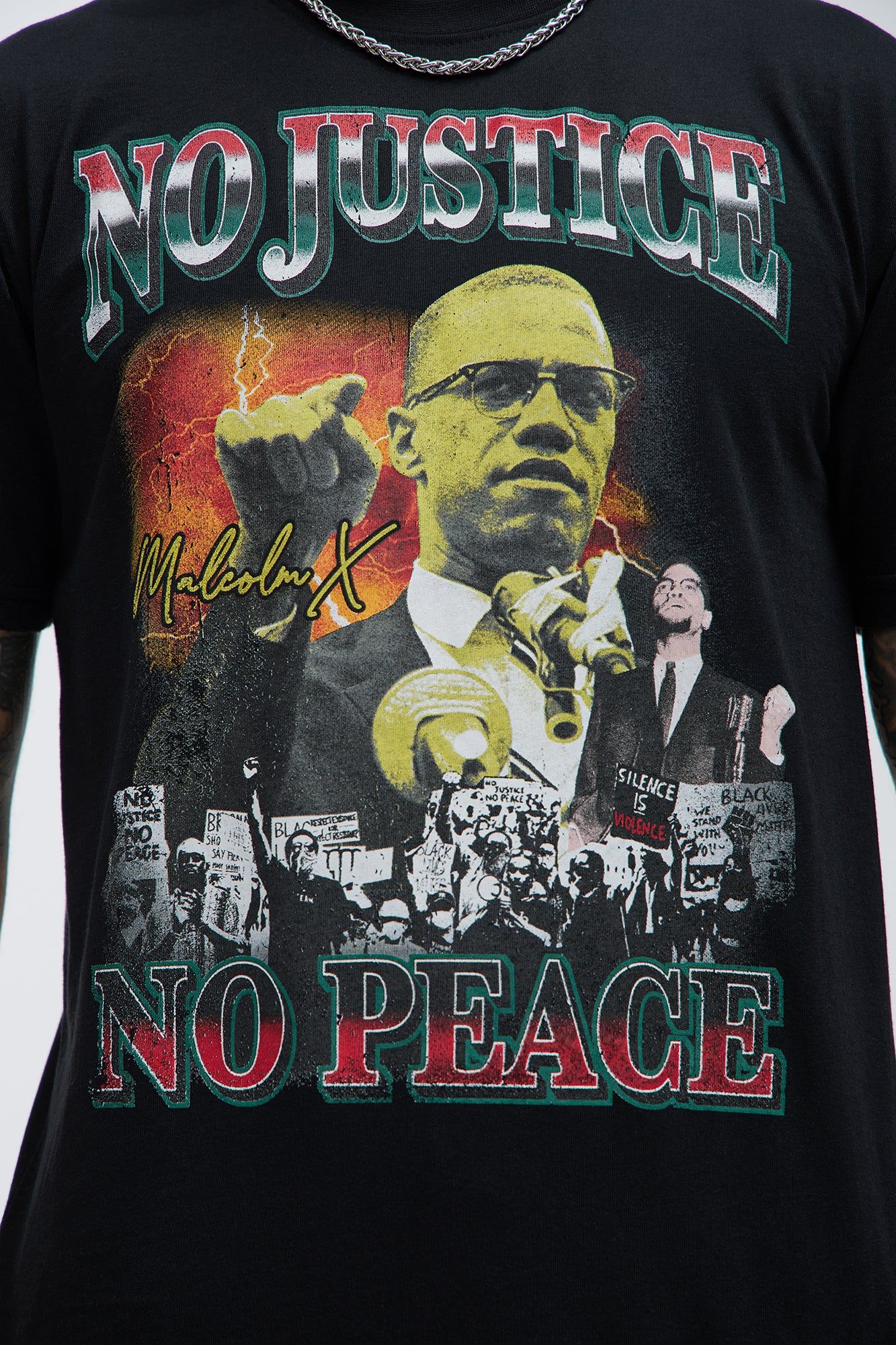 Malcom X No Peace Short Sleeve Tee - Black sold by Fashion Nova product image thumbnail 3