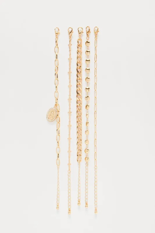 Sunday Service 5 Piece Bracelet Set - Gold sold by Fashion Nova
