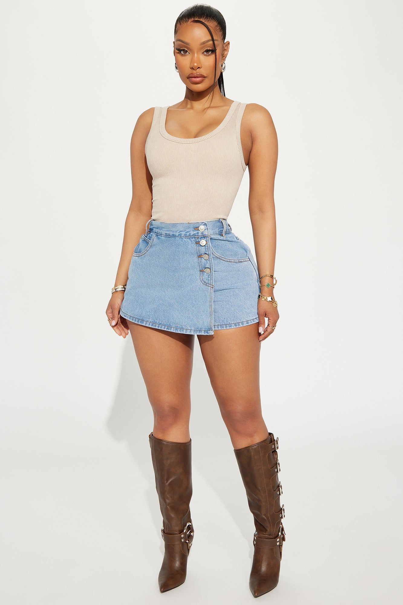 Willa Denim Skort - Light Wash sold by Fashion Nova